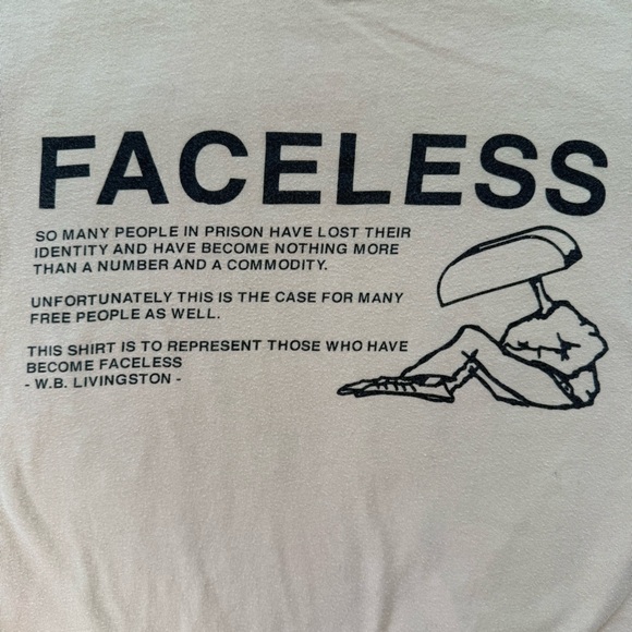 Faceless Prison Art Tan Short Sleeve Graphic Tee ~ Size Small - Picture 3 of 7